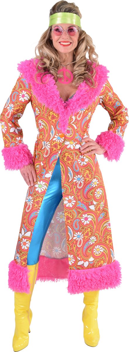 Hippie Mantel Paisley Dames Oranje/Pink - Maat L/XL