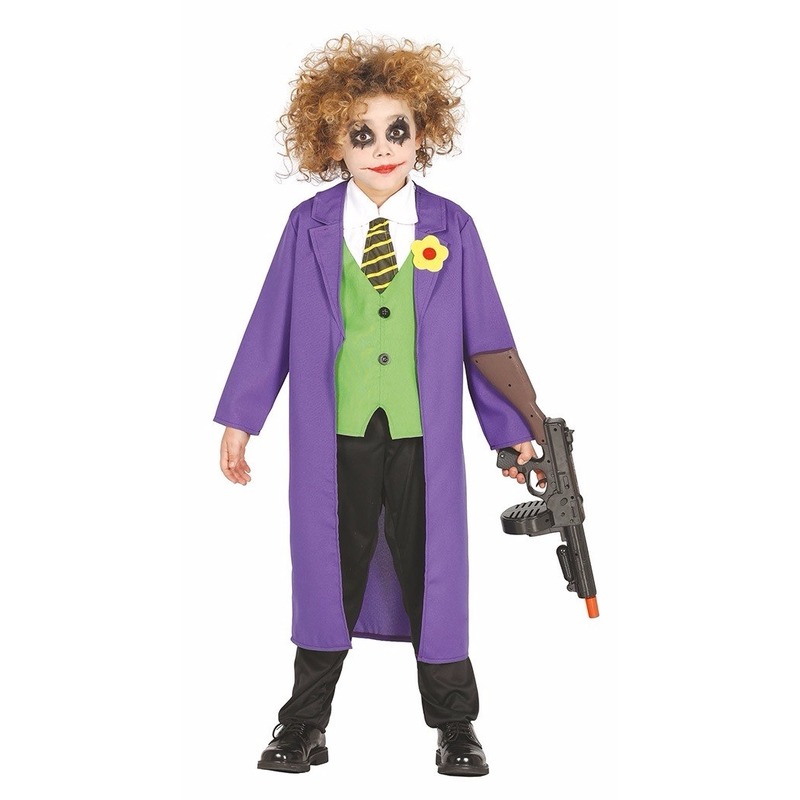 Horror clown the Joker verkleedkostuum - outfit - kinderen - halloween 10-12 jaar (140-152) -