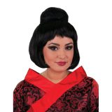 Japanse Geisha pruik - zwart - met hoge knot - damespruik -