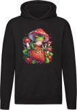 Kikker en Aardbei Hoodie - natuur - paddenstoel - mushroom - world - eten - unisex - trui