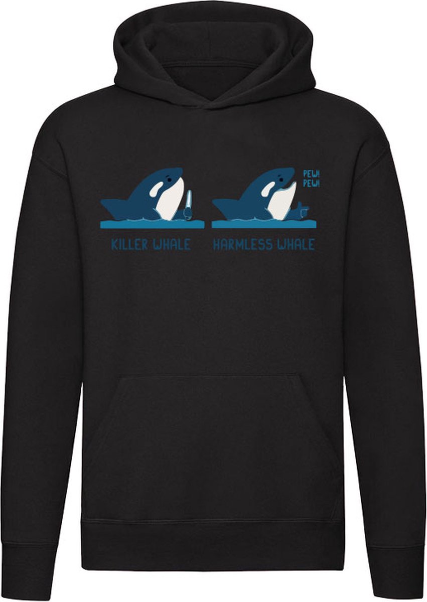 Killer Whale Harmless Whale Hoodie - pistool - walvis - dier - zee - strand - vis - mes - gevaarlijk - geweld - shirt