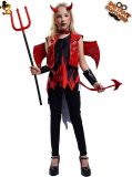 MCBOSON - Verkleedkleding - Duivel kostuum kind - Duivel pak - Halloween kostuum kind - Carnavalskleding - Carnaval kostuum - Meisje - halloween - 4 tot 6 jaar