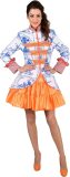 Magic By Freddy's - 100% NL & Oranje Kostuum - De Groeten Uit Delft Jas Vrouw - Blauw, Oranje - Extra Small - Carnavalskleding - Verkleedkleding