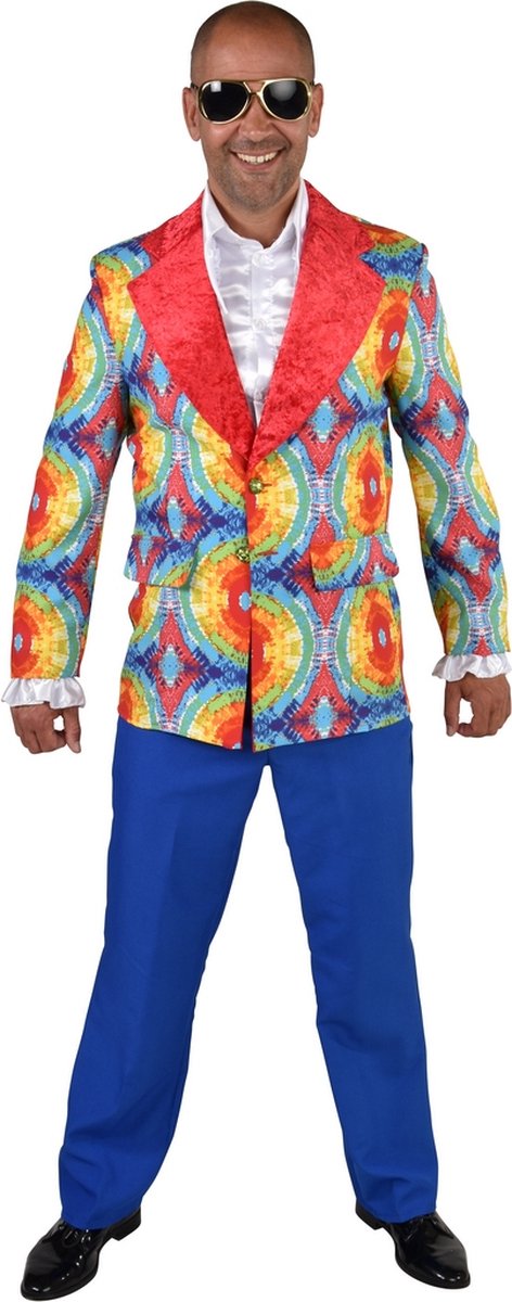 Magic By Freddy's - Hippie Kostuum - Hippie Op Chic Jaren 60 Batik Colbert Man - Multicolor - Large - Carnavalskleding - Verkleedkleding