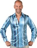 Magic By Freddy's - Hippie Kostuum - Jaren 70 Blauwe Groovy Blouse Man - Blauw - Large - Carnavalskleding - Verkleedkleding