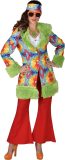 Magic By Freddy's - Hippie Kostuum - Kikker Bont Hippie Batik Jas Vrouw - Groen - Small - Carnavalskleding - Verkleedkleding