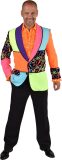 Magic By Freddy's - Jaren 80 & 90 Kostuum - Grote Kleurige Vlakken Jaren 80 Neon Swirls Colbert Man - Multicolor - Small - Carnavalskleding - Verkleedkleding