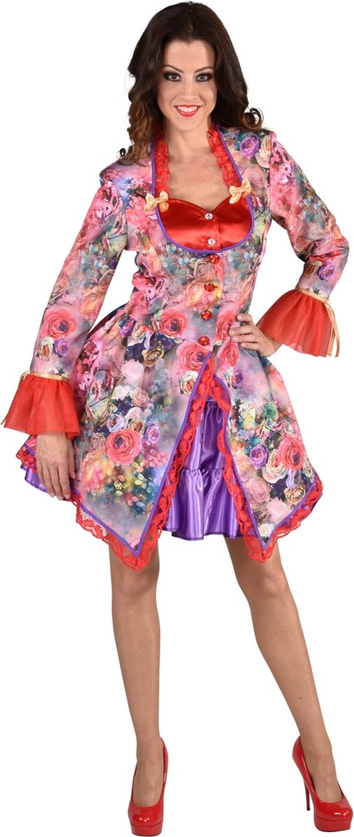 Magic By Freddy's - Middeleeuwen & Renaissance Kostuum - Freule Des Fleurs Rozen Jas Vrouw - Rood - Small - Carnavalskleding - Verkleedkleding