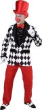 Magic By Freddy's - Pierrot Kostuum - Colbert Grote Ruit Circus Pierrot Man - Zwart / Wit - Medium - Carnavalskleding - Verkleedkleding