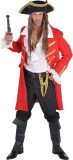 Magic By Freddy's - Piraat & Viking Kostuum - Lange Jas Zeerover Hoofdman Duinkerken Rood - Rood - Small - Carnavalskleding - Verkleedkleding