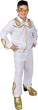 Magic By Freddy's - Rock & Roll Kostuum - Elvis - Jongen - Wit / Beige, Goud - Maat 128 - Carnavalskleding - Verkleedkleding