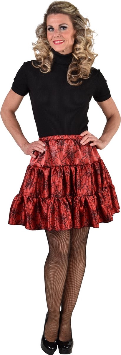 Magic By Freddy's - Rok Spiderlady Spinnenweb Rood Vrouw - Rood - Large / XL - Halloween - Verkleedkleding