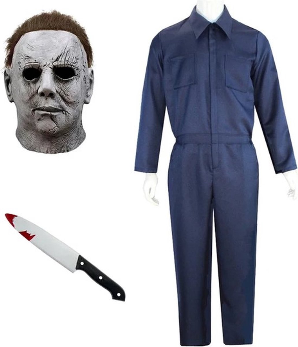 Michael Myers kostuum - Michael Myers masker - Inclusief Horror Mes - 3 Delige Set - Horror masker - Halloween masker - Michael Myers - Eng masker - Scary masker - Michael Myers kostuum - Killer clown masker - Halloween - Horror