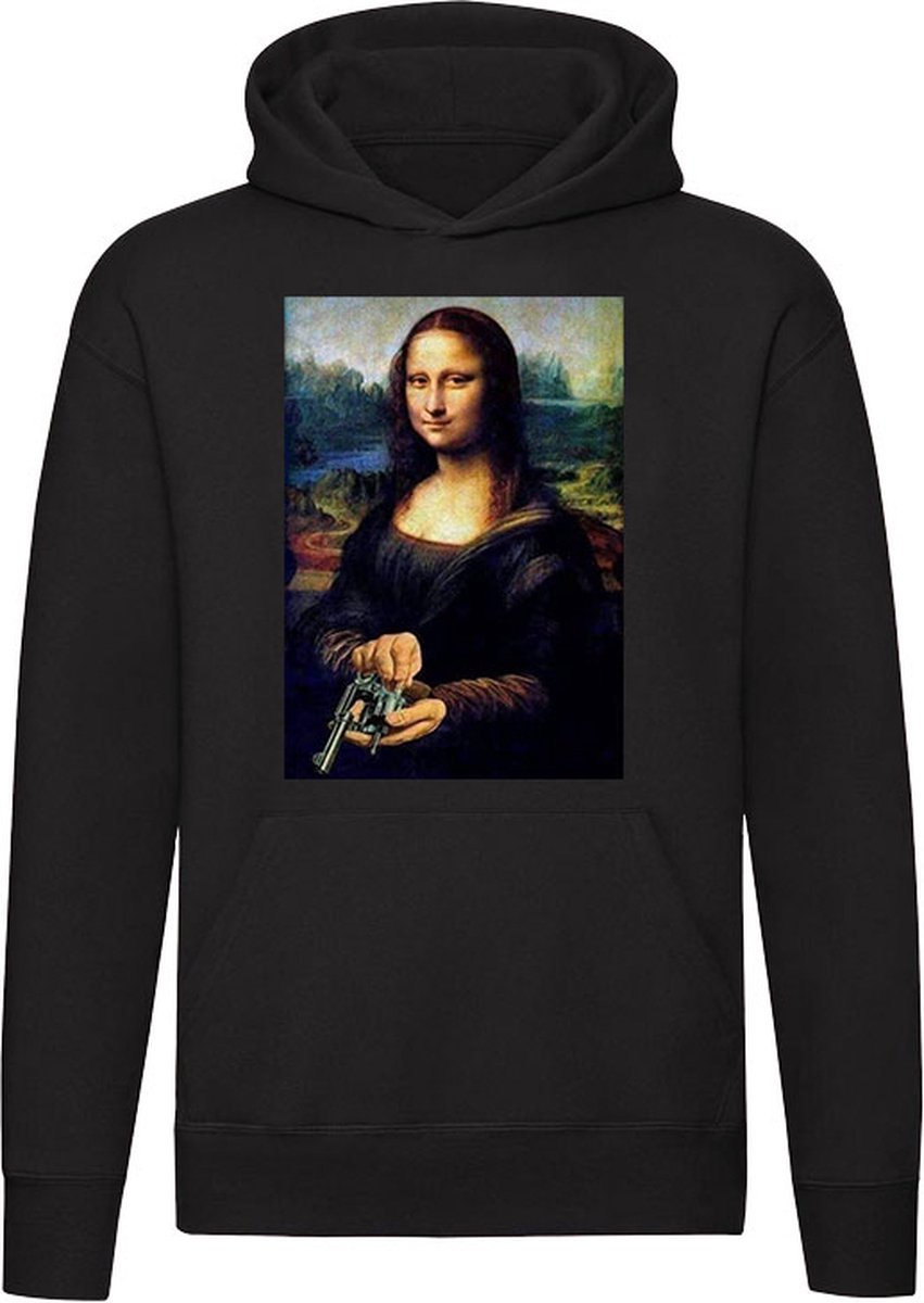 Mona Lisa Geweer Hoodie - schieten - pistool - museum - schilderij - trui