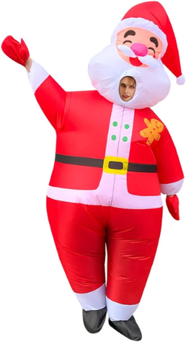 Opblaasbaar Rood Kerstman Kostuum - Santa Claus Cosplay Kostuum voor Halloween en Kerst - Feestelijk Kerstpak