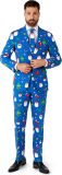 OppoSuits Festivity Blue - Heren KerstPak - Kerst Outfit - Fout Kerstpak Mannen - Blauw - Maat EU 60