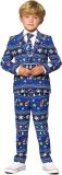 OppoSuits Merry Mario - Jongens Kerst Kostuum - Kerst Outfit Kids - Blauw - Kerstpak - Maat 110/116