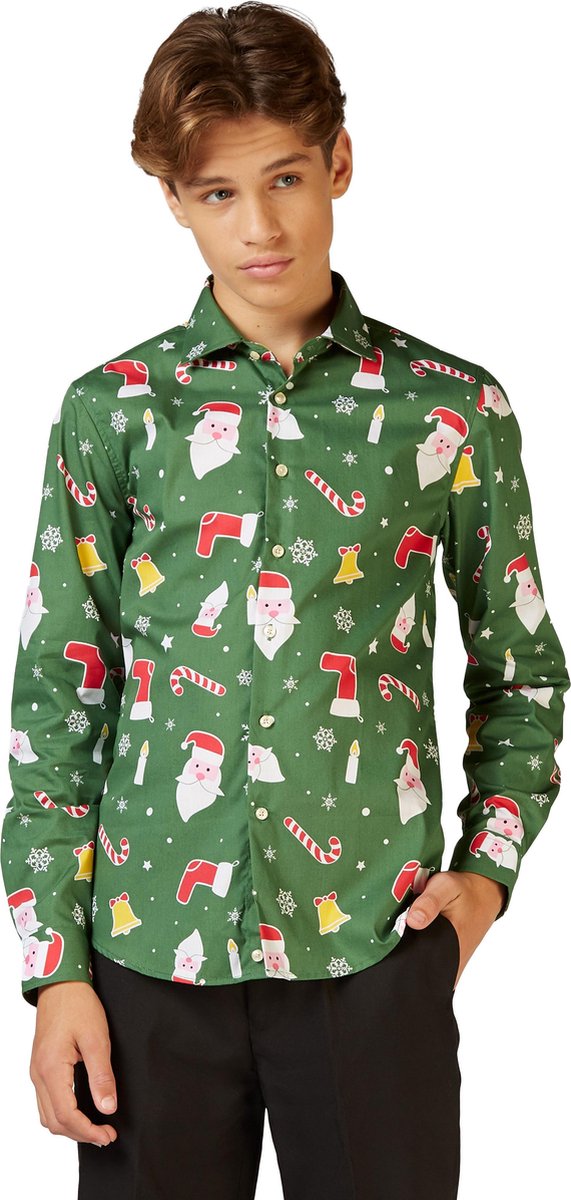 OppoSuits Santaboss - Tieners Kerst Overhemd - Kerst Outfit Jongens - Kerst - Maat: 14 jaar