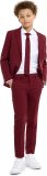 OppoSuits TEEN BOYS Blazing Burgundy - Tiener Pak - Casual Effen Gekleurd - Donkerrood - Maat EU 158/164