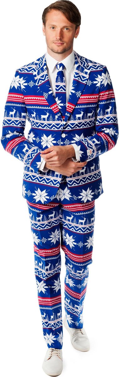 OppoSuits The Rudolph - Heren Kerst Kostuum - Blauw - Kerstpak - Kerst - Maat 50