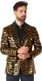 OppoSuits Tiger Royale - Heren Kerst Blazer - Glimmende Outfit - Kerst Jasje - Goud - Maat EU 62