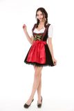 Partychimp Dirndl Dames Letitia Oktoberfest Dames Carnavalskleding Dames Carnaval Kostuum Dames - Zwart/Rood - Maat M