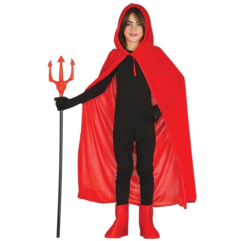 Rode Halloween verkleedcape met capuchon voor kinderen - carnaval One size -