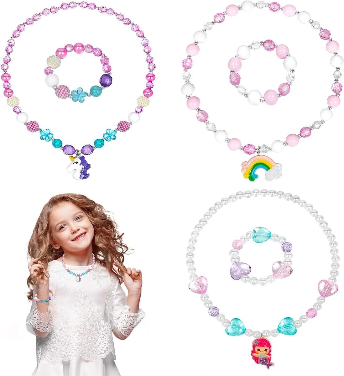 Sieradenset voor kleine meisjes - halsketting armband prinses sieraden spel - verjaardag Kerstmis cadeau - sieraden voor kinderen