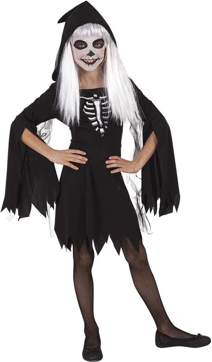 Skelet Kostuum met Capuchon voor Meisjes - Perfect voor Halloween en Carnaval