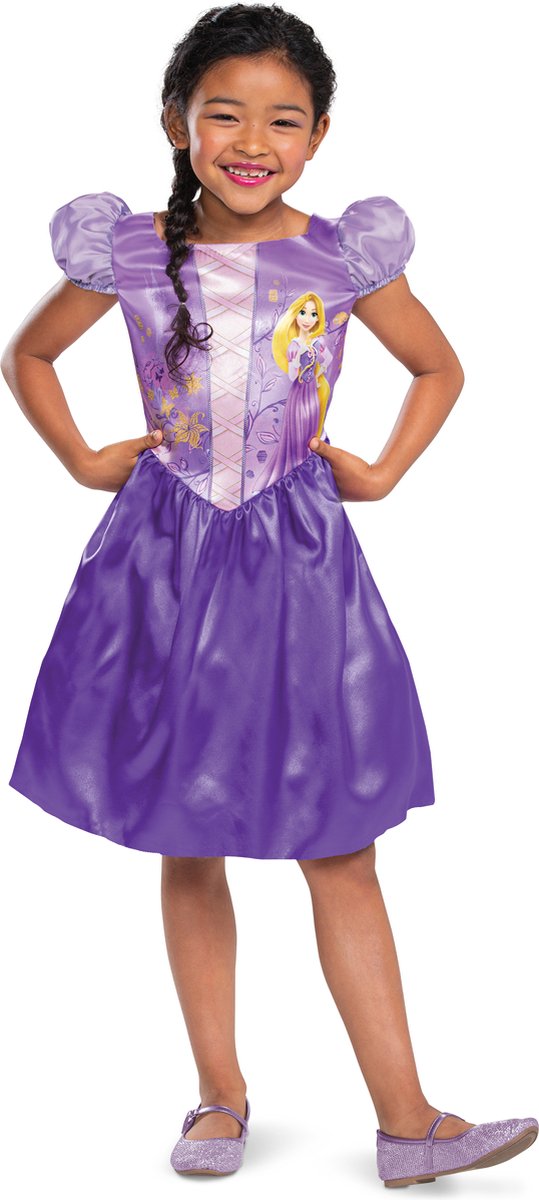 Smiffys - Disney Tangled Rapunzel Basic Plus Kostuum Jurk Kinderen - Kids tm 8 jaar - Paars/Roze