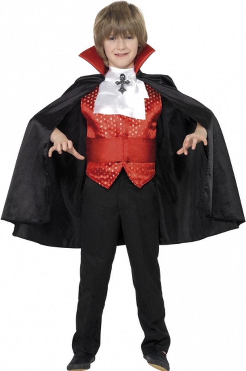 Smiffys Dracula verkleed kostuum - kinderen - 4-dlg - zwart/rood - Carnaval/Halloween verkleedkleding 134