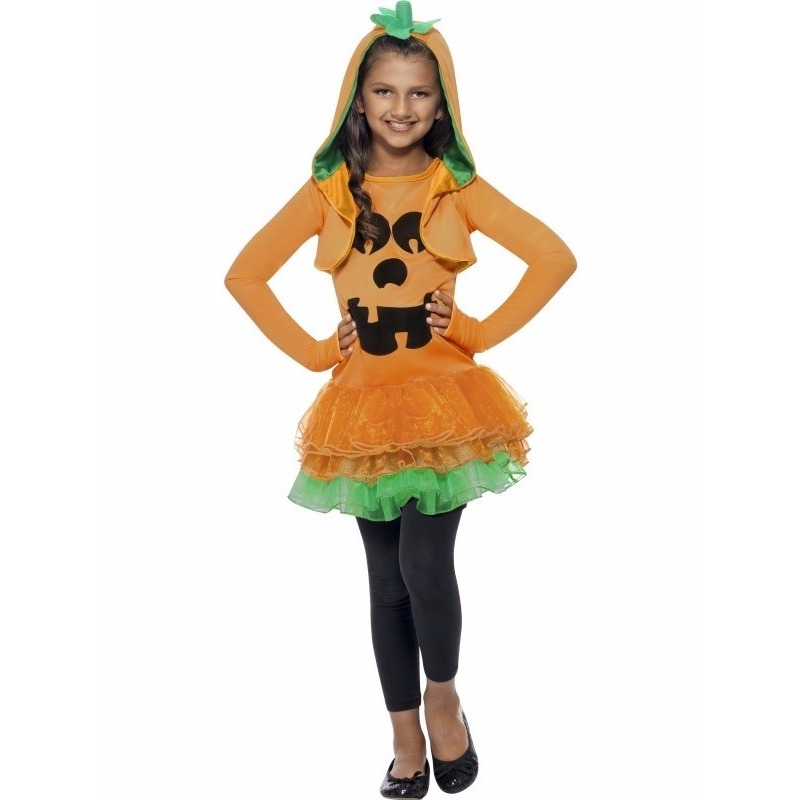 Smiffys Pompoen kostuum - tutu jurkje - oranje - meisjes - Halloween 145-158 (10-12 jaar) -