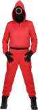 Squid Game Pak | Squid Game Worker Cirkel Rood Met Stoffen Masker Kind Kostuum | Maat 140 | Carnaval kostuum | Verkleedkleding