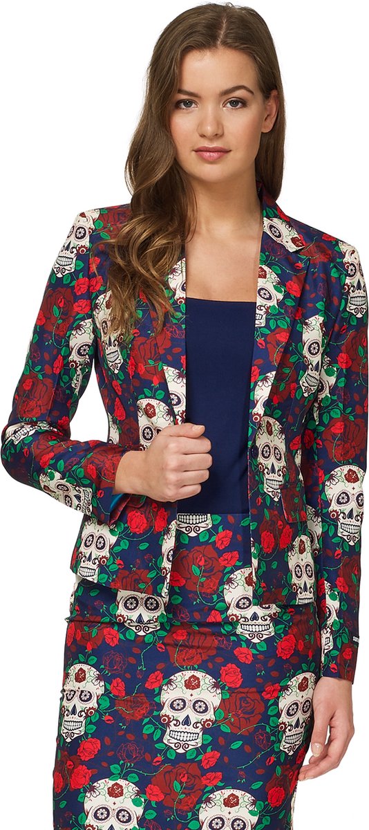 Suitmeister Day of the Dead - Dames Kostuum - Meerkleurig - Halloween - Carnaval - Maat XL