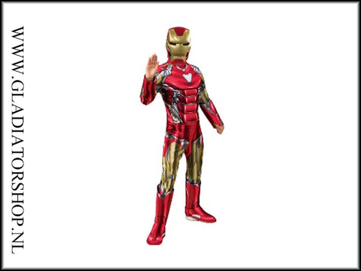 Super hero Marvel Ironman verkleedkostuum + los masker voor kinderen - maat L 130-140 cm - Carnaval, Halloween en verjaardag pak kids suit