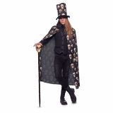 Verkleed set cape met hoge hoed - Halloween doodskoppen