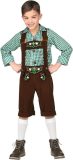 Widmann - Boeren Tirol & Oktoberfest Kostuum - Bruine Lederhosen Met Shirt Jong Geleerd Bierfeest - Jongen - Groen, Bruin - Maat 158 - Bierfeest - Verkleedkleding