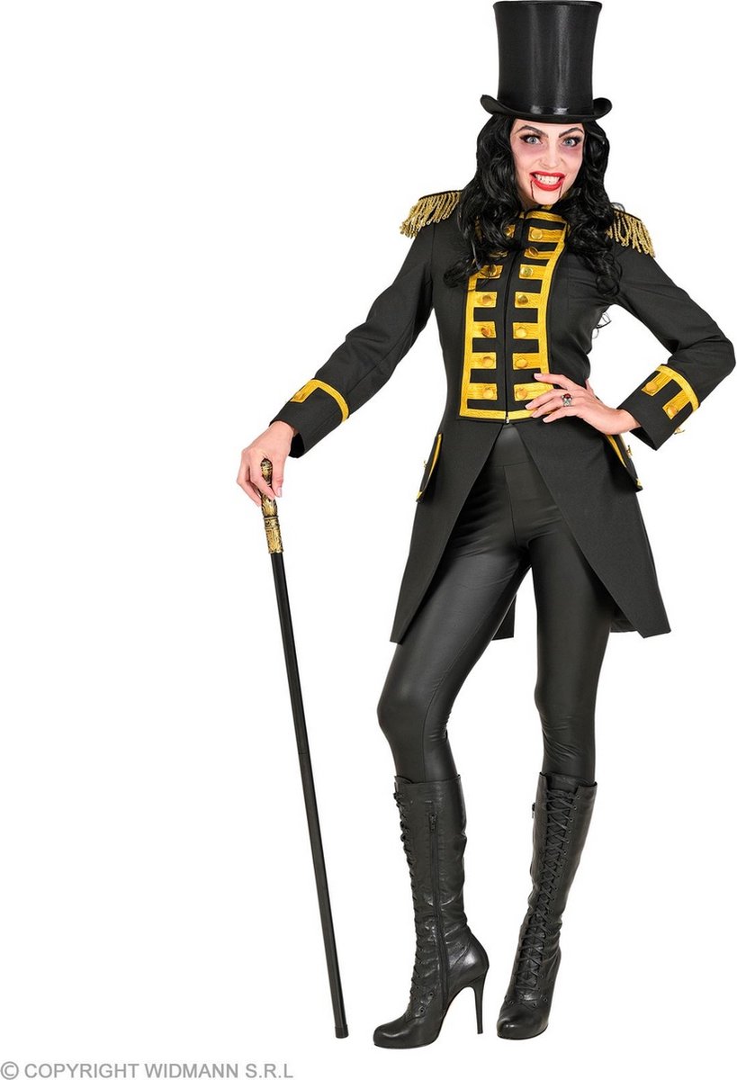 Widmann - Circus Kostuum - Statige Franse Parade Jas Zwart Vrouw - Zwart - Large - Halloween - Verkleedkleding