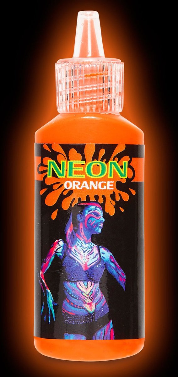 Widmann - Feesten & Gelegenheden Kostuum - Glow In The Dark Make-Up Spray, Neon Oranje - oranje - Carnavalskleding - Verkleedkleding