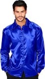 Widmann - Feesten & Gelegenheden Kostuum - Jaren 70 Overhemd Heavenly Blue Satijn Man - Blauw - XL - Carnavalskleding - Verkleedkleding