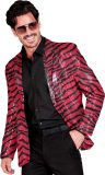 Widmann - Grappig & Fout Kostuum - Pailletten Colbert Funky Safari Style Man - Roze - XXL - Carnavalskleding - Verkleedkleding