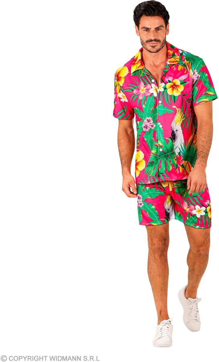 Widmann - Hawaii & Carribean & Tropisch Kostuum - Tropical Summer Heat Roze - Man - Roze - XXL - Carnavalskleding - Verkleedkleding