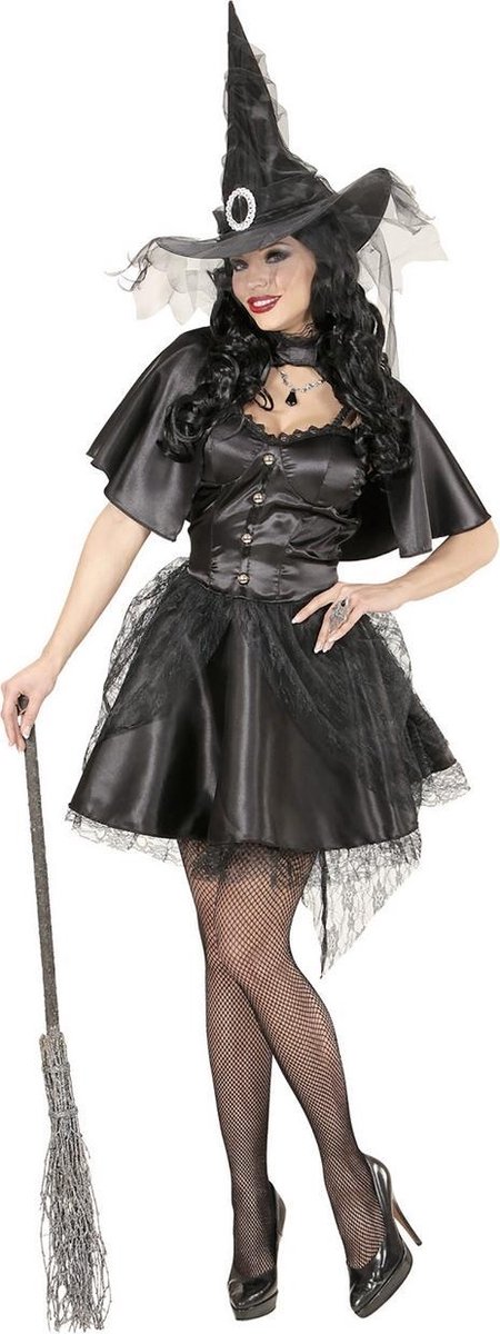 Widmann - Heks & Spider Lady & Voodoo & Duistere Religie Kostuum - Heks Margarita - Vrouw - Zwart - Large - Halloween - Verkleedkleding