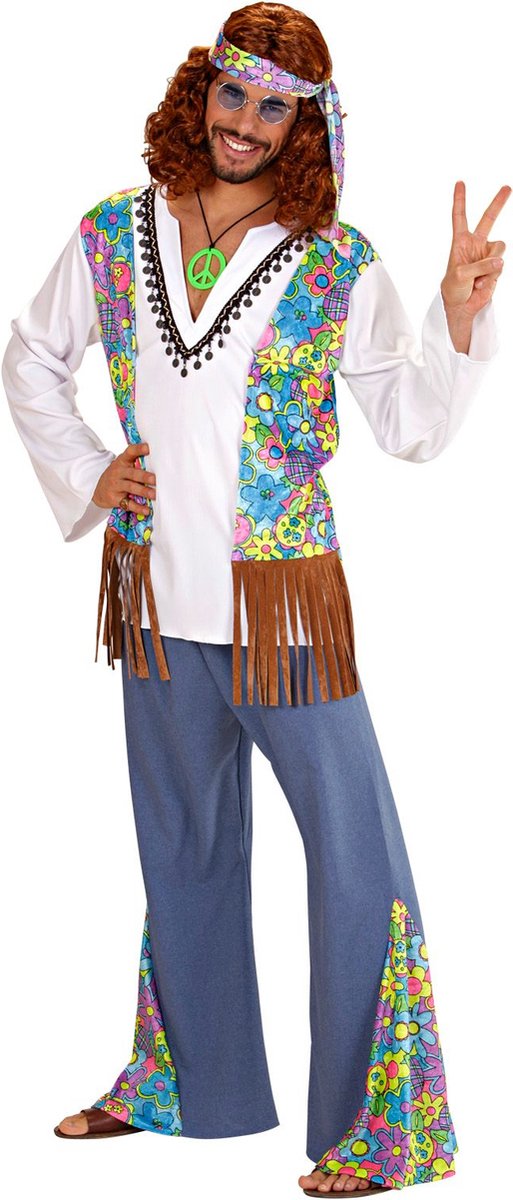 Widmann - Hippie Kostuum - Hippie Man, Woodstock Lennon Kostuum - Multicolor - XXL - Carnavalskleding - Verkleedkleding