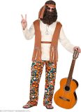 Widmann - Hippie Kostuum - Imagine All The Hippies Lenny - Man - Blauw, Bruin, Wit / Beige - XXXL - Carnavalskleding - Verkleedkleding