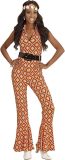 Widmann - Hippie Kostuum - Oranje Hippie Groovy Geralda 70s Dames Jumpsuit, Ruit - Vrouw - Oranje - Small - Carnavalskleding - Verkleedkleding