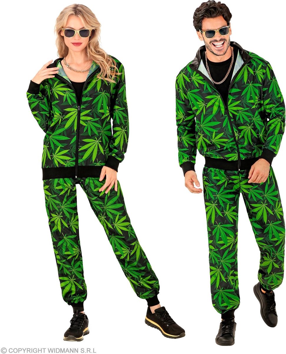 Widmann - Hippie Kostuum - Pass The Dutchie Retro Trainingspak Kostuum - Groen - Large - Carnavalskleding - Verkleedkleding