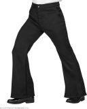 Widmann - Hippie Kostuum - Zwarte Soul Broek John Man - Zwart - Small / Medium - Carnavalskleding - Verkleedkleding