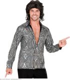 Widmann - Jaren 80 & 90 Kostuum - 70s Verblindend Schitterend Disco Shirt Zilver Man - Zilver - Large / XL - Carnavalskleding - Verkleedkleding