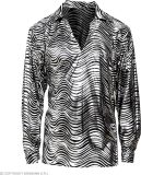 Widmann - Jaren 80 & 90 Kostuum - Exotische Jonathan Disco Shirt Zilver Man - Zilver - Medium / Large - Kerst - Verkleedkleding